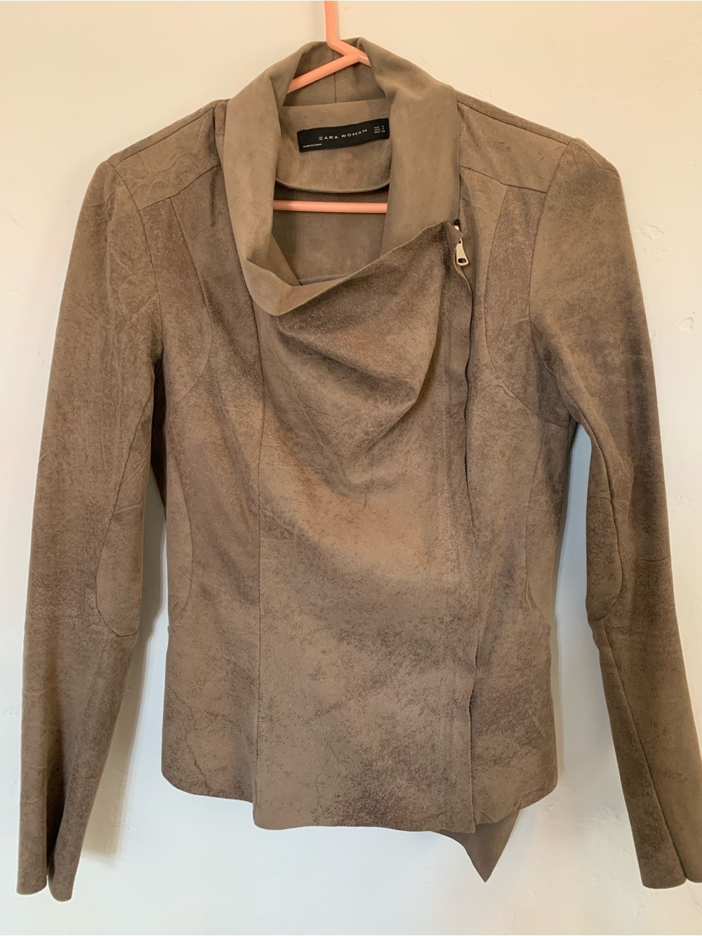 Zara Woman Moto Jacket Tan Suede Like Material Size Small - Picture 14 of 14